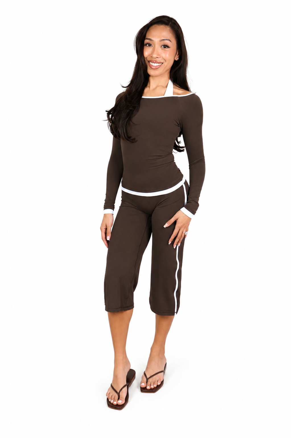 Wide Leg Capri Pants Brown Sugar