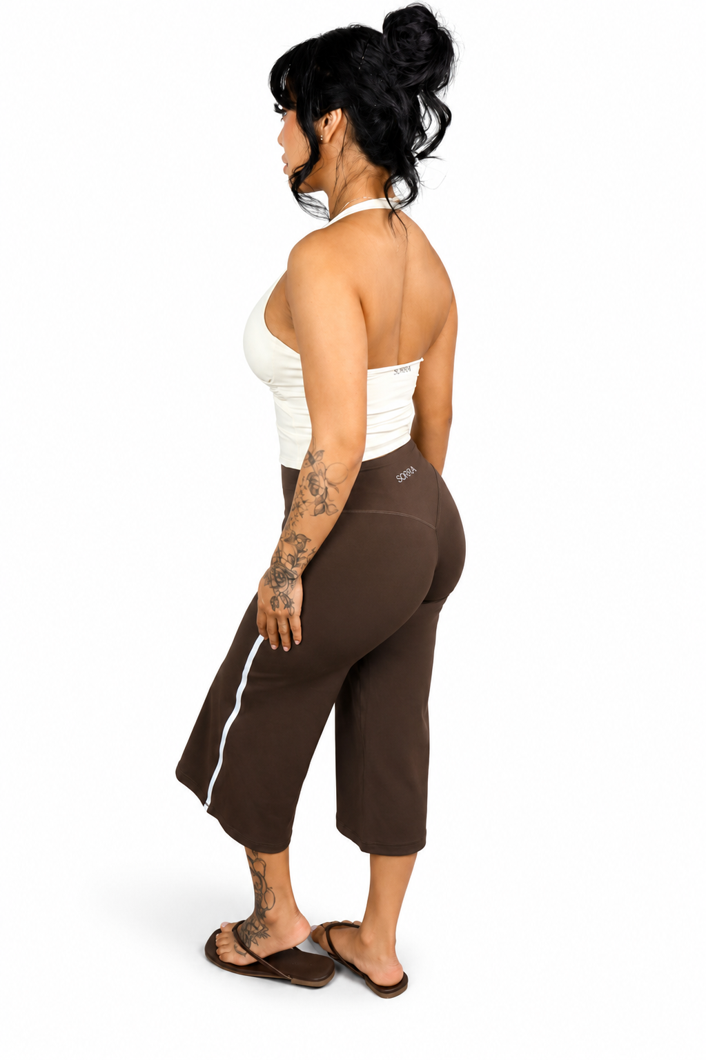 Wide Leg Capri Pants Brown Sugar