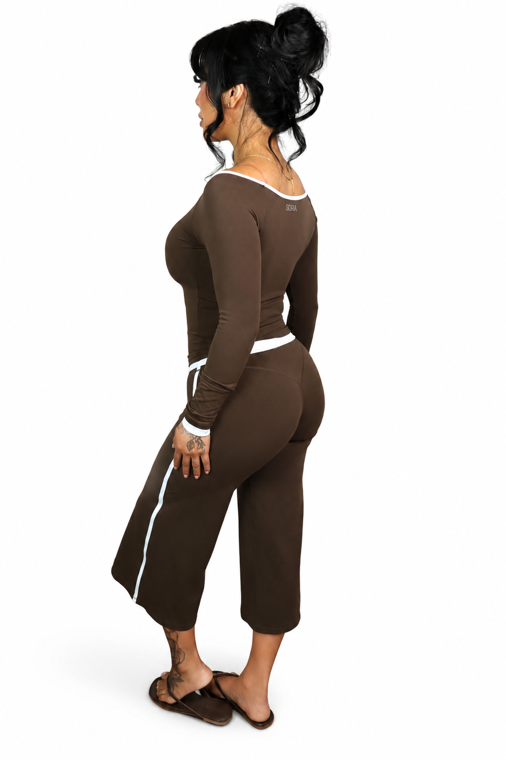 Wide Leg Capri Pants Brown Sugar