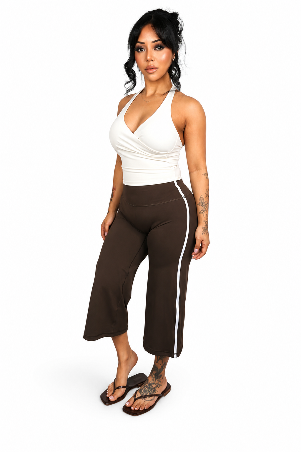 Wide Leg Capri Pants Brown Sugar