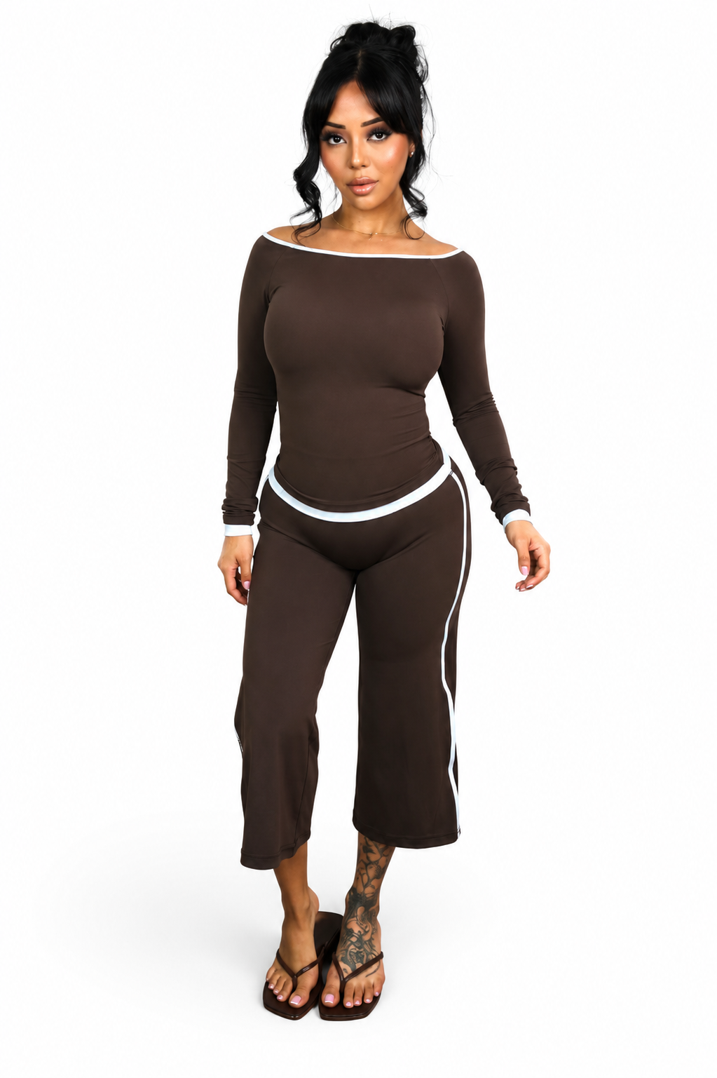 Wide Leg Capri Pants Brown Sugar