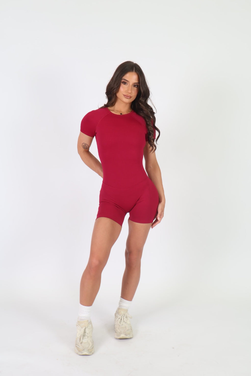 CurveContour Short Sleeve Sculpt Romper Berry