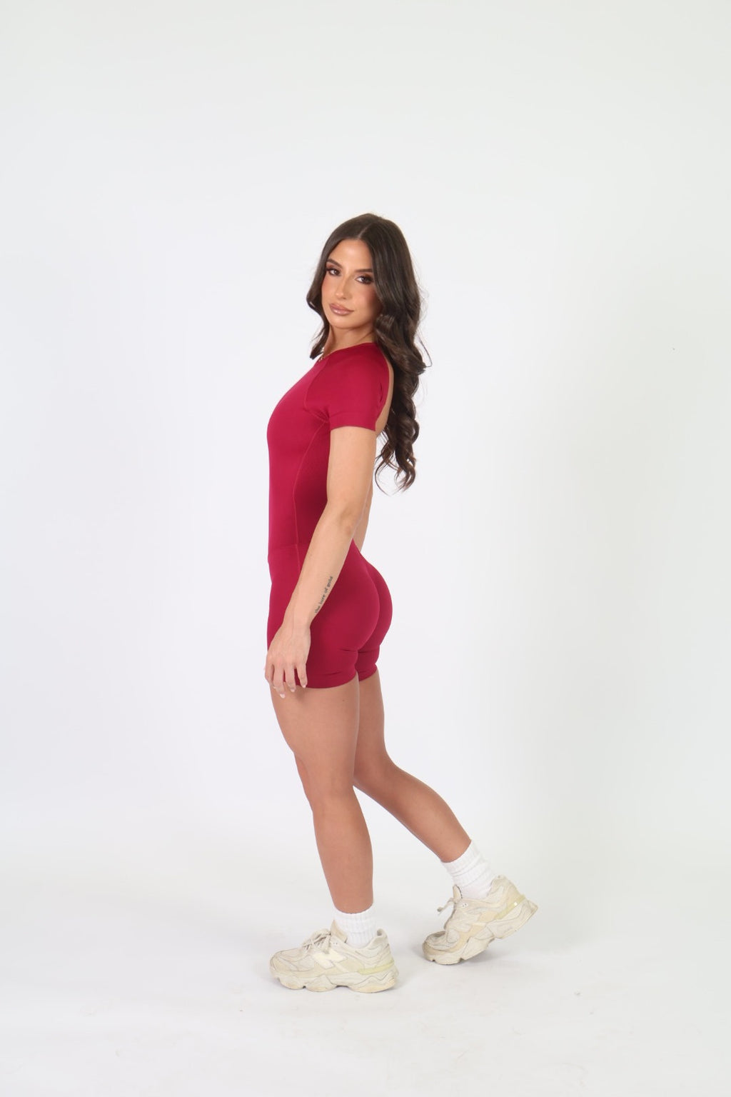 CurveContour Short Sleeve Sculpt Romper Berry