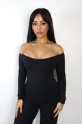 Kate Off-Shoulder Long Sleeve Classic Black