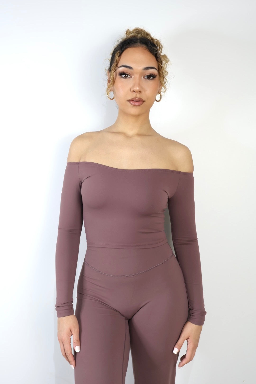 Kate Off-Shoulder Long Sleeve Dusty Plum