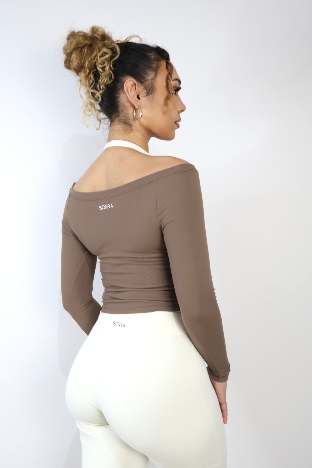 Ribbed Off-Shoulder Cover Toasted Almond