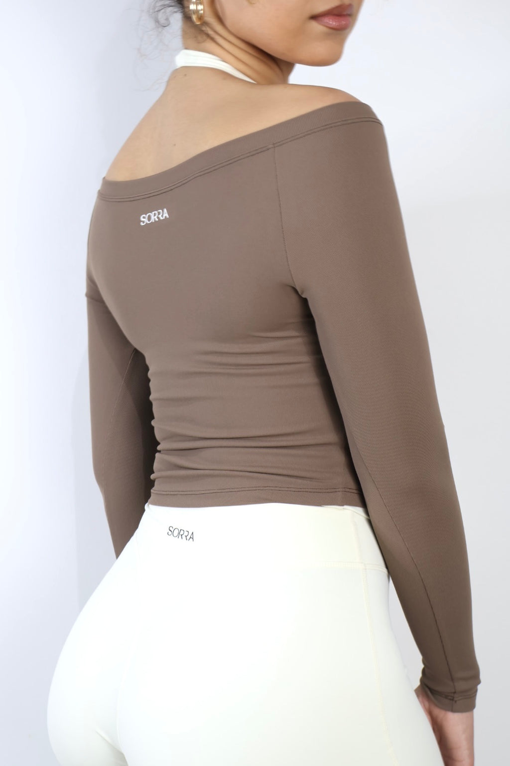 Ribbed Off-Shoulder Cover Toasted Almond