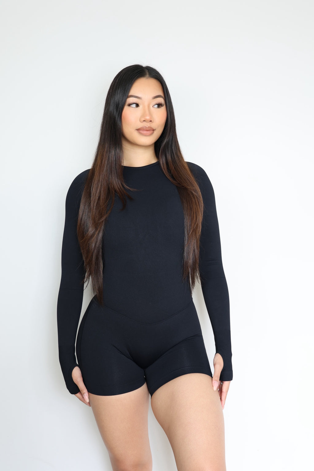 CurveContour Long Sleeve Sculpt Romper Classic Black